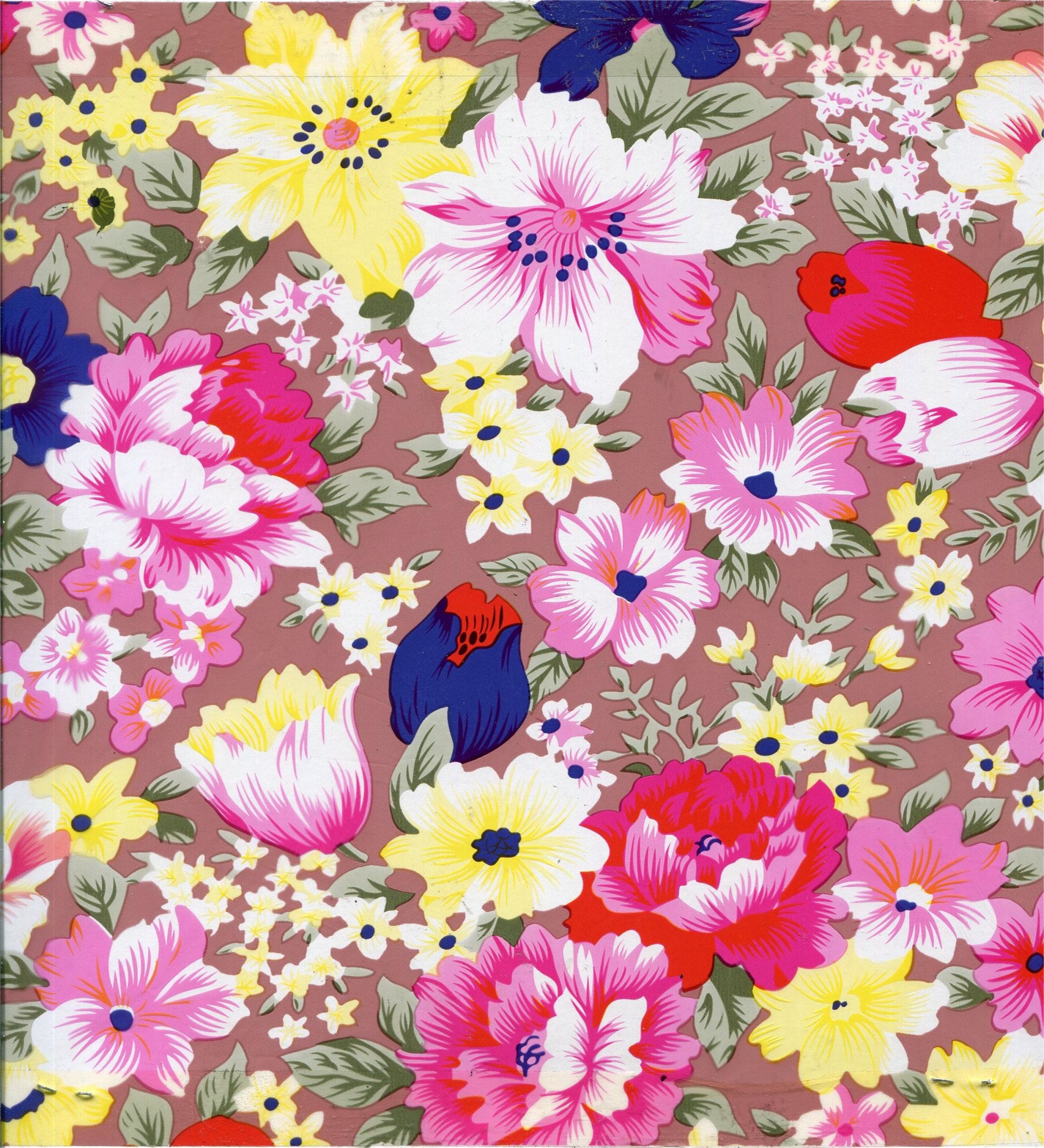 Printed Colorful Flowers PVC PU Synthetic Faux Leather Material