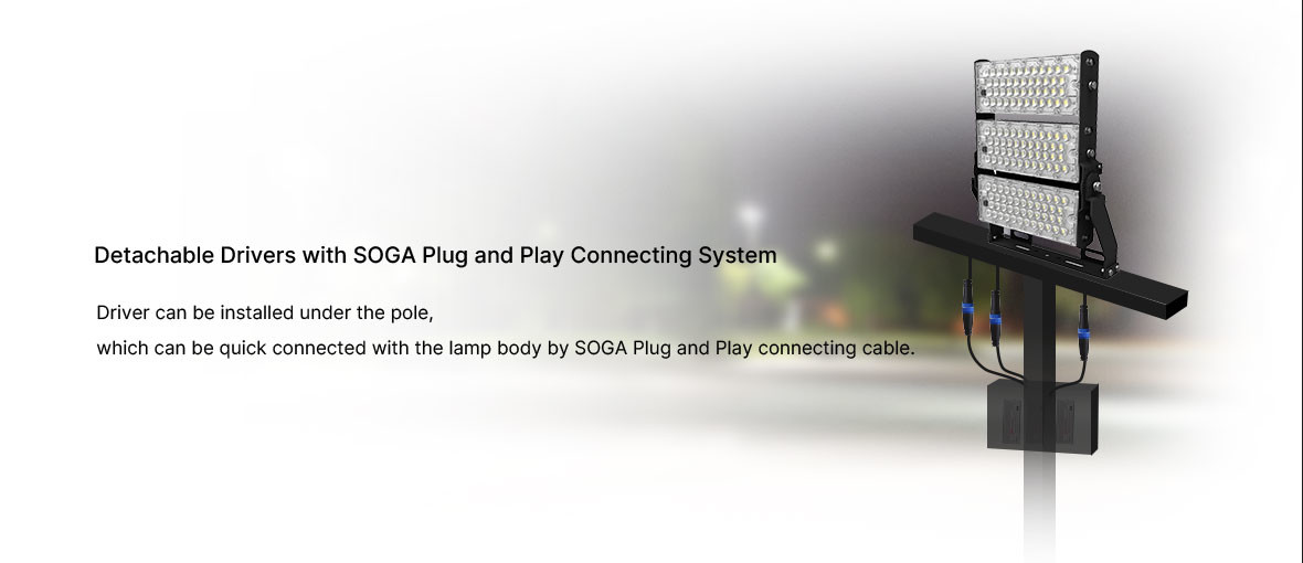 High Uniformity LED High Mast Light Floodlight 360W Rotatable LED Bars