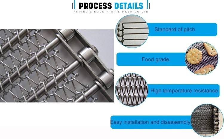 0.5mm-4mm Balanced Spiral SS Wire Mesh Belt Conveyor For Bakery Tunnel Oven