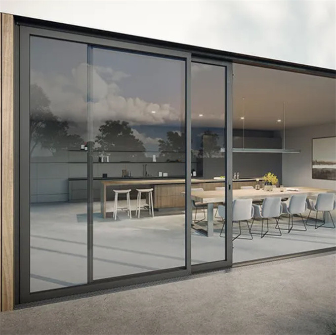 Wide Frame Double Glazed Sliding Door And Minimalist Design Style With Aluminum Alloy