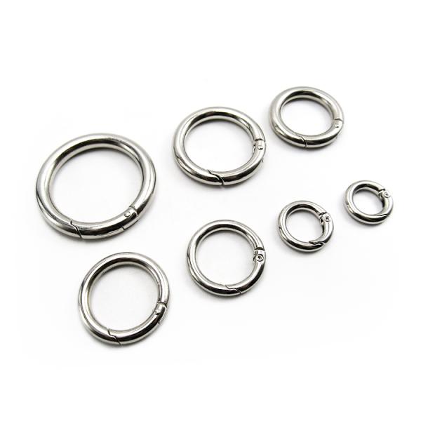 Brand Manufacturer Custom Shiny Silver Metal Buckle For Bags Round Gate O Spring Silver Metal Buckle