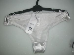 Spandex / Cotton Breathable White and Black Sheer Sexy Custom Print Women Thong