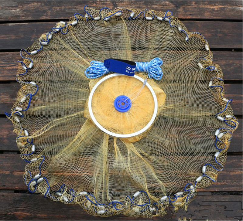 Hand Line For Cast Net Hollow Braid Polyethylene Rope White Blue Mixed