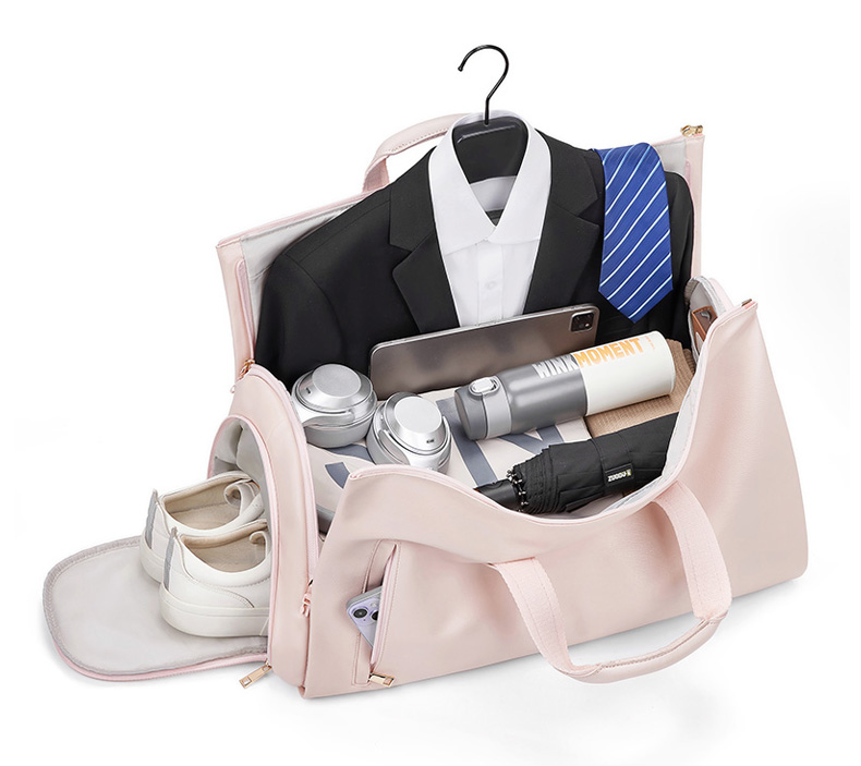 PU Foldable Pink Leather Travel Duffle Bag Carry On Garment Bag OEM/ODM