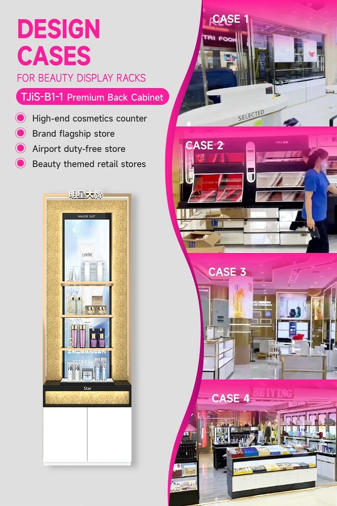 TJiS-B1-1 Multi-Directional Lighting System Skincare Display Cabinet for Airports