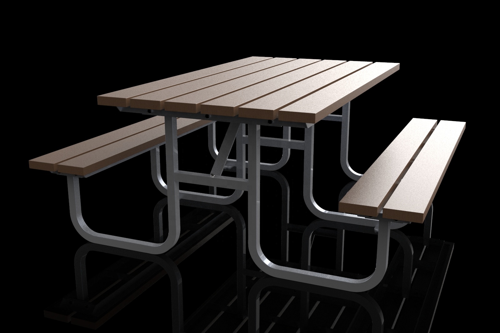 Rectangular Outdoor Table Benches With Hot Dip Galvanized Powder Coated