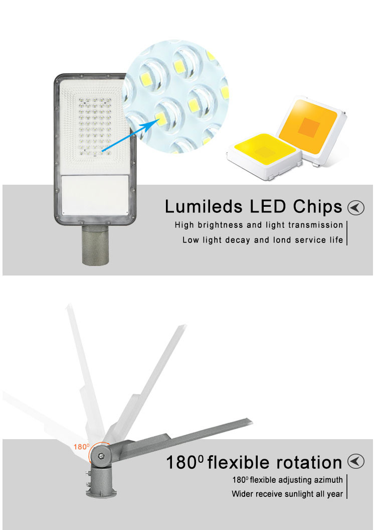 Industrial Aluminum Solar LED Street Lights 100 W 200 W 500 W With Pole