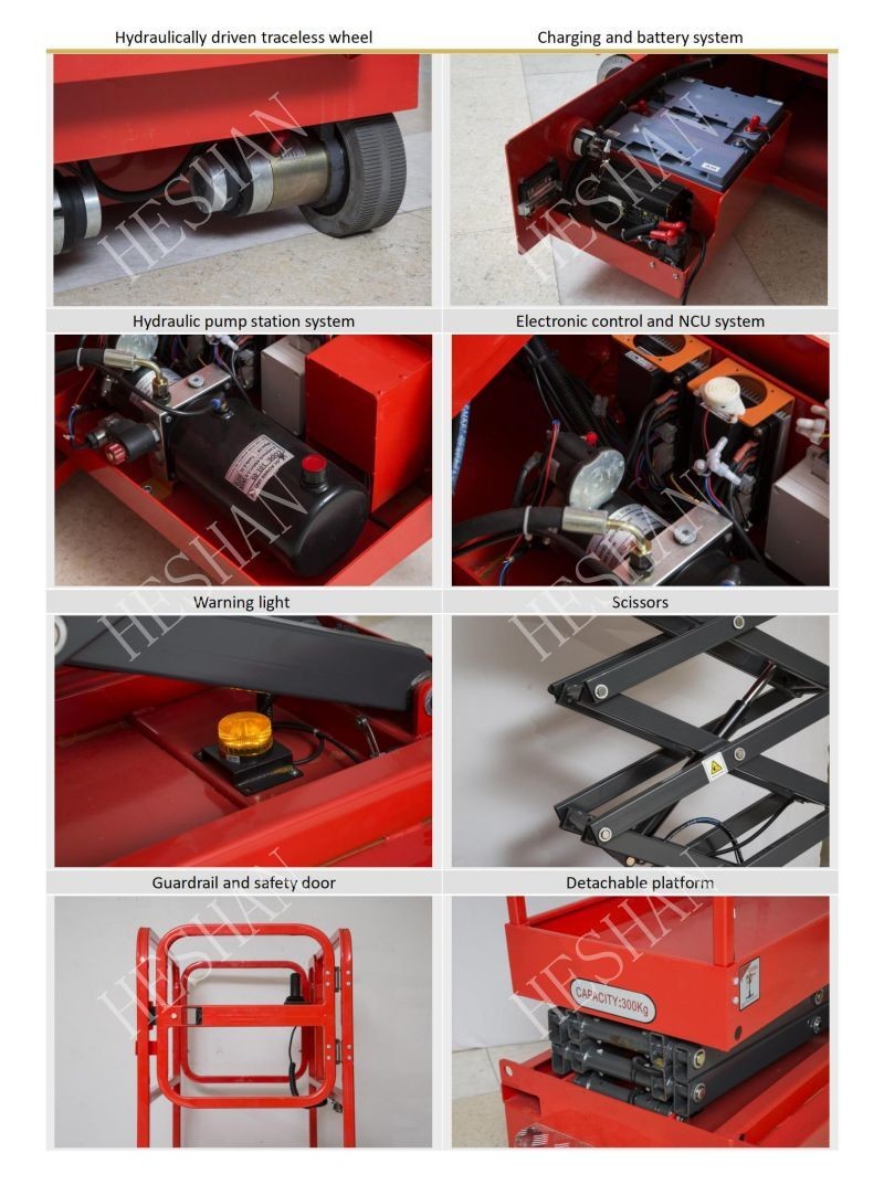 Industrial Mobile Electric Hydraulic Scissor Lift Self Propelled 3.9M 300kg
