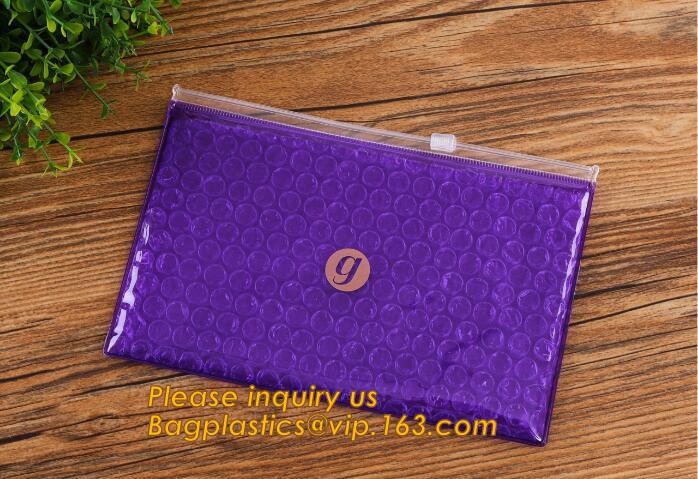 Holographic Factory Shiny gold Cosmetic bag Zipper Bubble Bag zip-lock Slider Padded Mailer metallic bubble zipper bagea