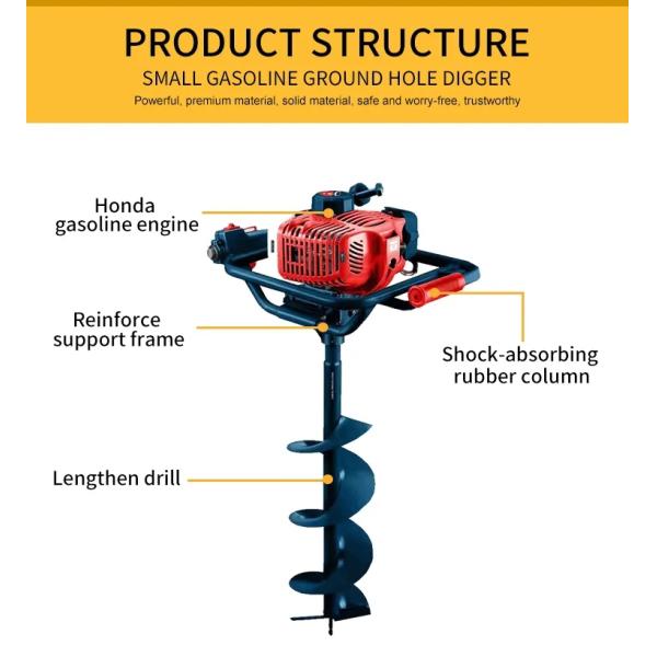 170-220r/min 52cc Manual Earth Auger Digging Machine for Single Tree Planting