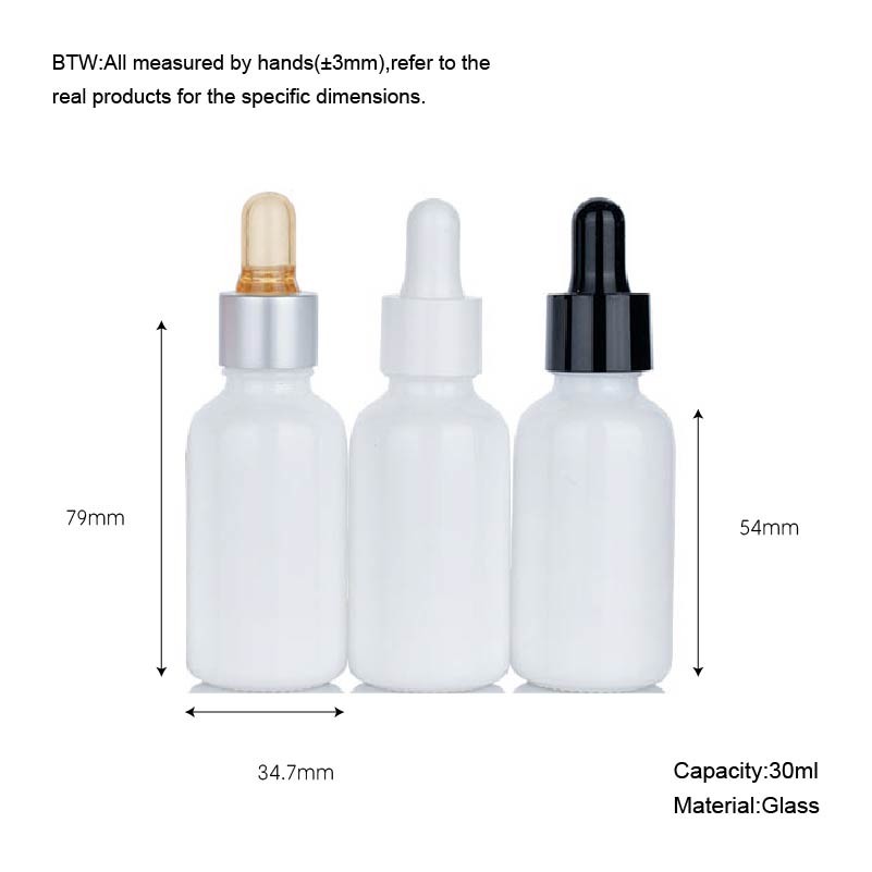Smooth 30ml White Cylindrical Cosmetic Dropper Bottles Pink Orange