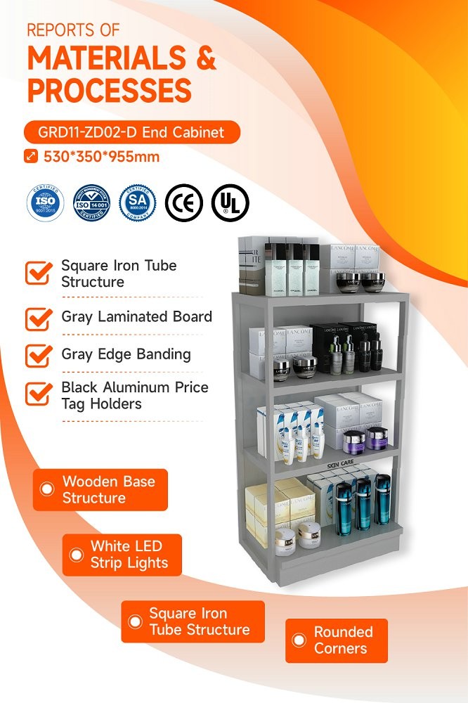 GDR11-ZD02-D Fashion Exhibition Display with LED Light Strips and Price Card Slot for Retail Stores