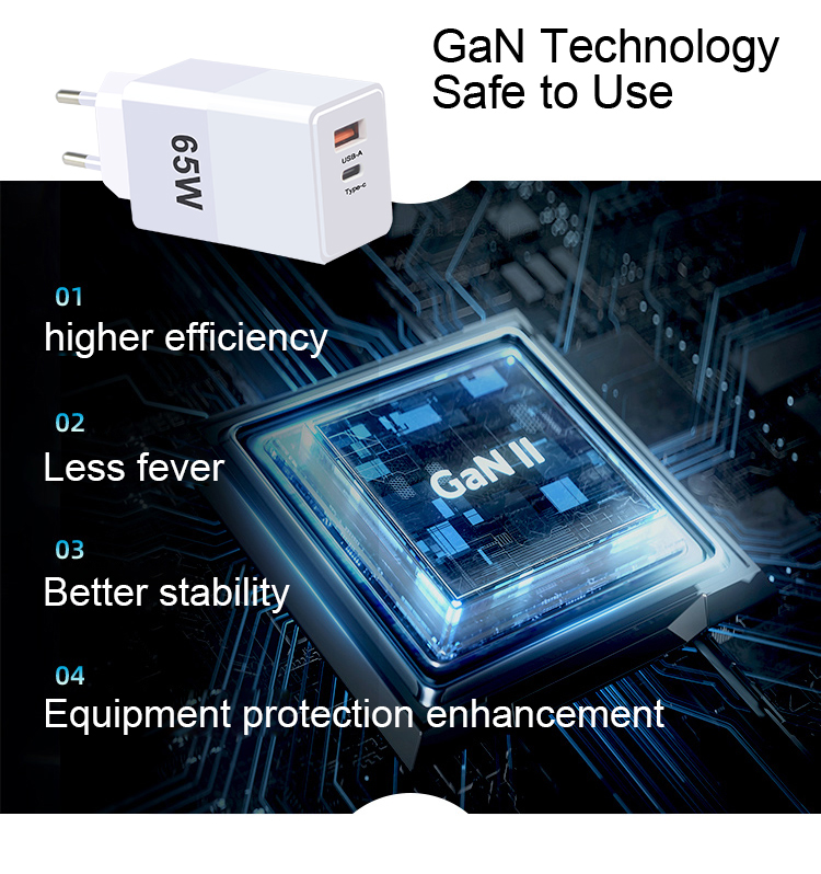 EU US UK AU GaN 140w 120w 65W 45w Laptop Usb C Charger with QC2.0 Function