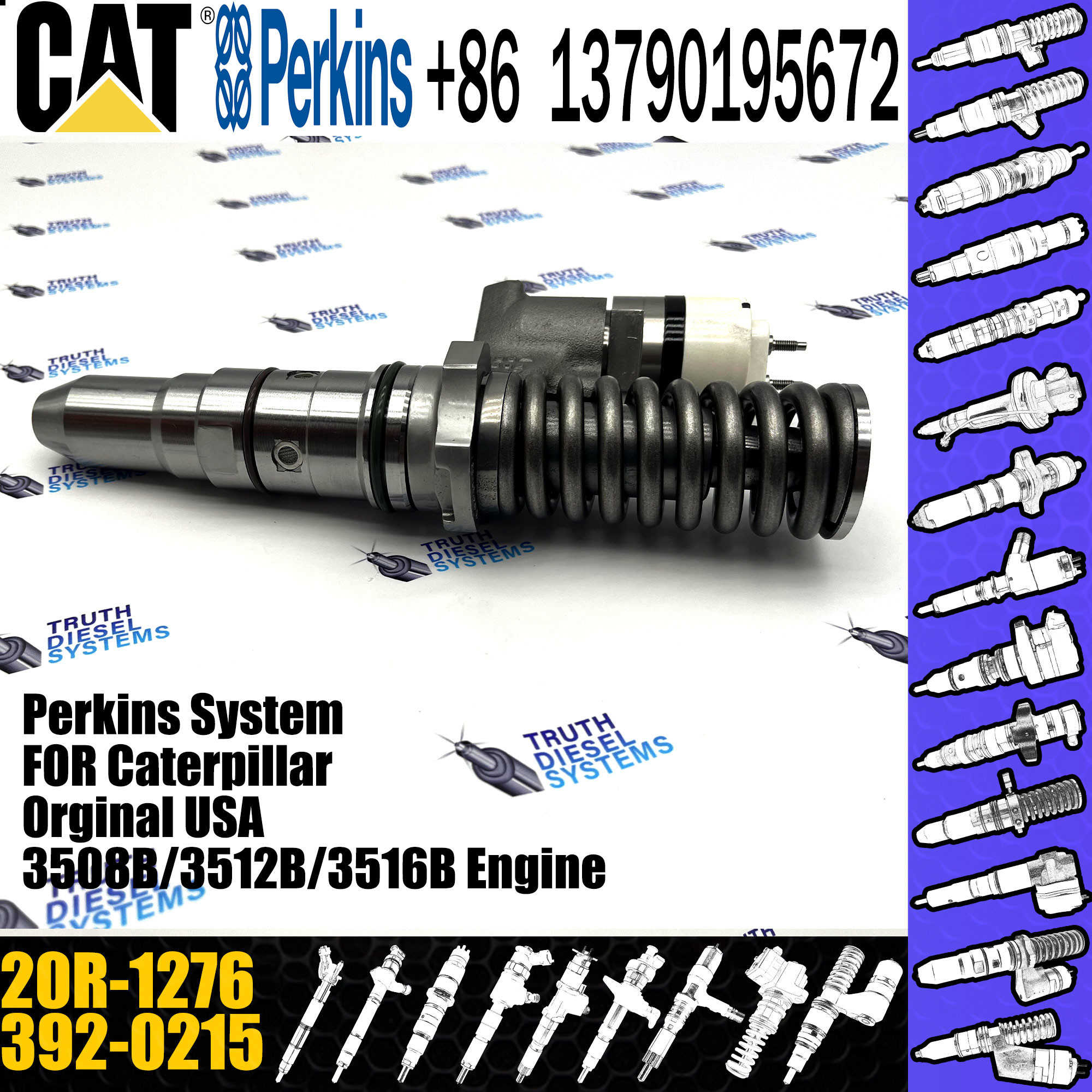 Diesel Engine Injector 392-6214 20R-1275 386-1766 For Cat 3508B/3512B/3516B Common Rail