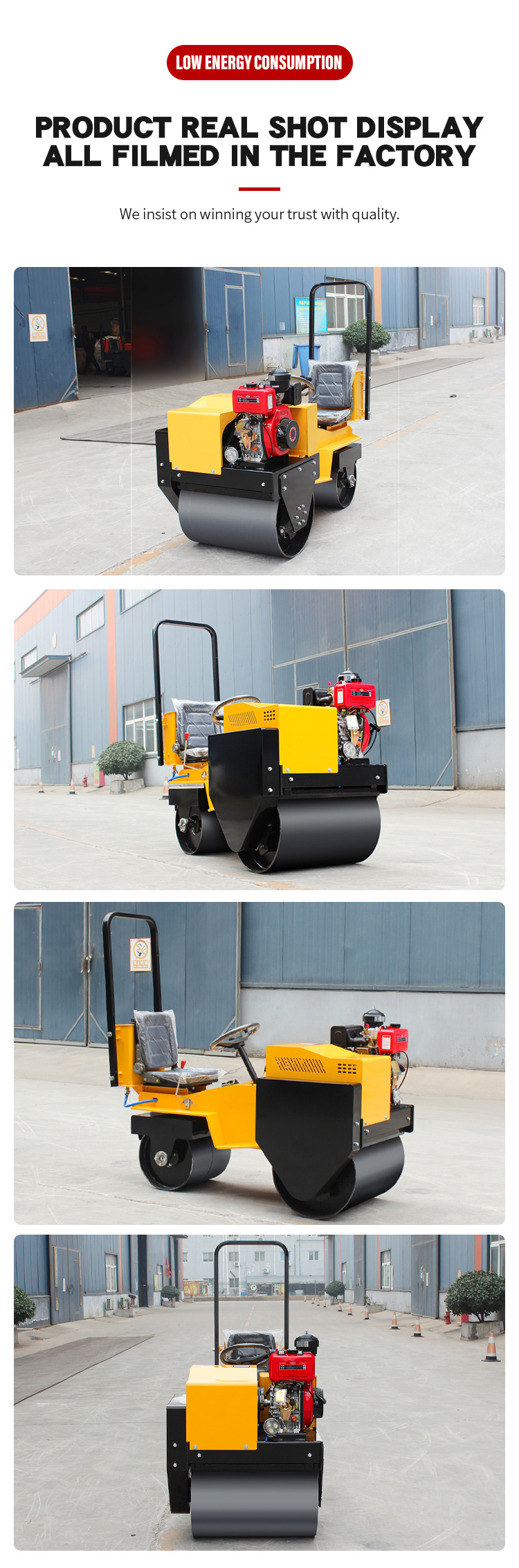 Mini Double Drum Vibratory Road Roller Compactor for Soil Asphalt Compaction 0.7Ton