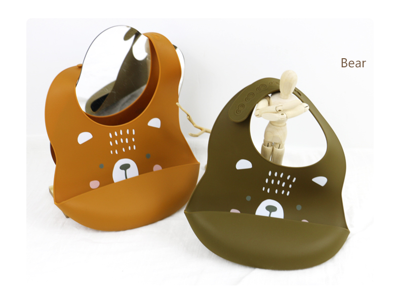 Printing Animal Pattern Silicone Baby Bib Waterproof Antibacterial