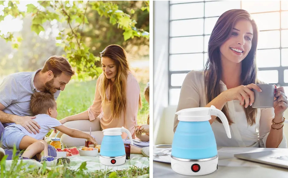 Portable Electric Kettle Foldable Water Boiler For Coffee Tea Fast Boiling Pot 600ml