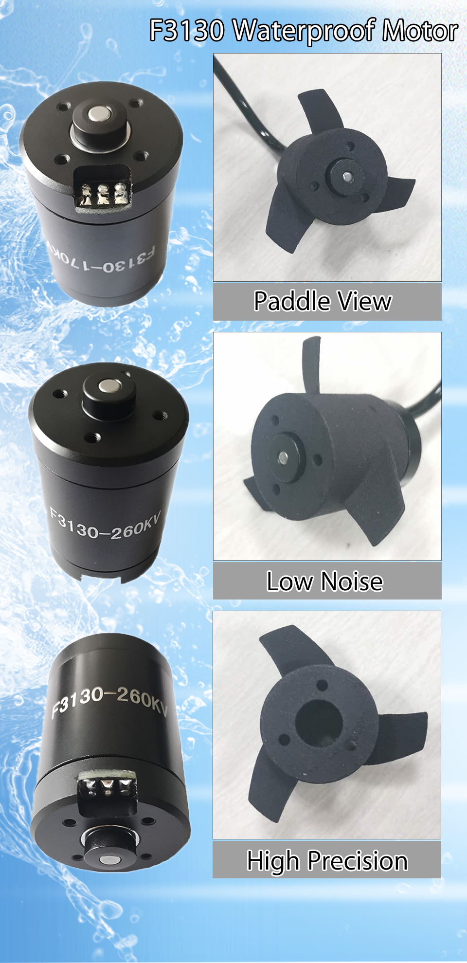 Customize Waterproof Brushless Motor 12v 24v Potting With Propeller