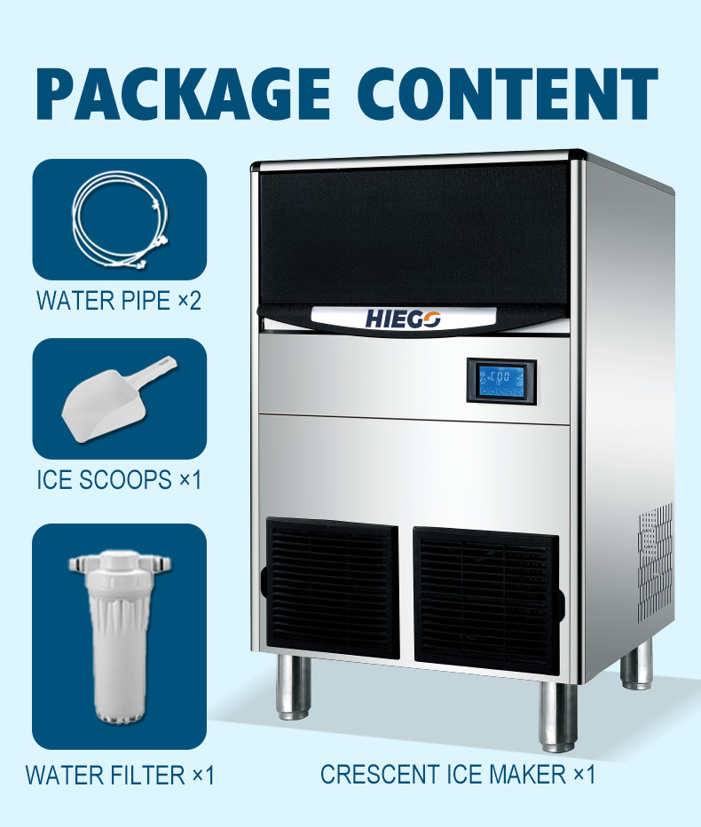 150lb Crescent Ice Machine Ice , Cube Commercial Ice Maker With Bin 70lb