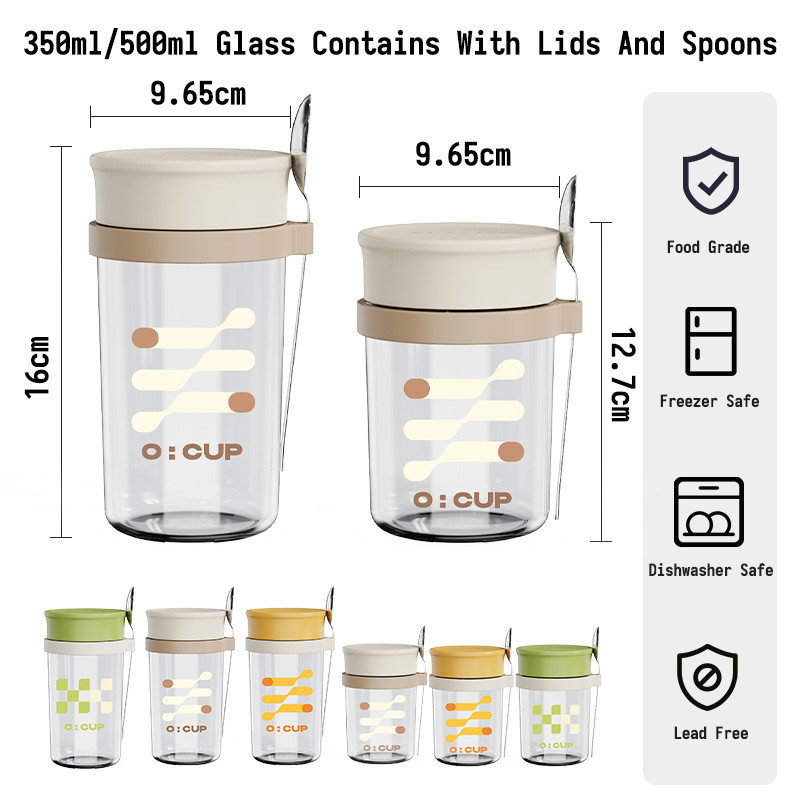 6 Pack Overnight Oats Containers With Lids For Oatmeal Pudding Yogurt Fruit Salad Storage