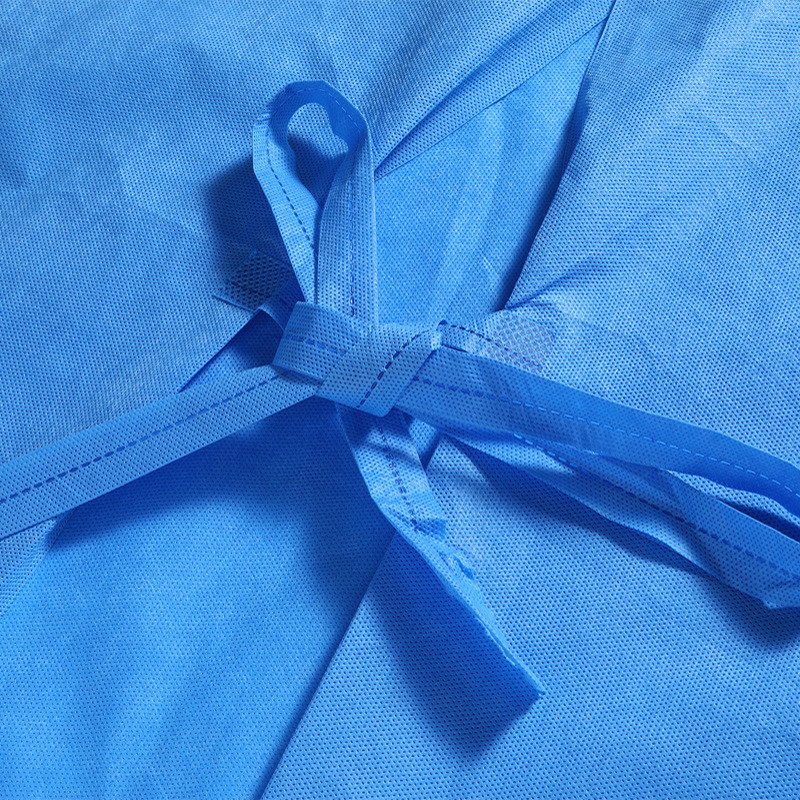 EN1186 Blue Disposable Surgical Gown Non Woven Surgical Robe Against Viruses