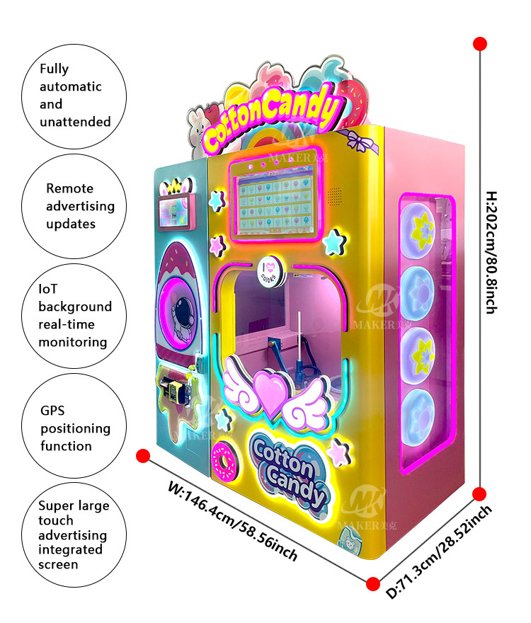 Professional Sweet Electric Sugar Cotton Candy Floss Vending Machine Full Automatic Cotton Candy Machine Factory