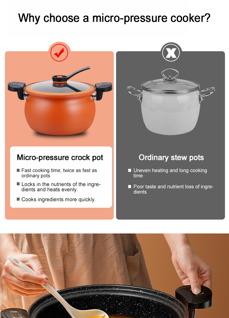 28CM Large Capacity Iron Kitchen Pressure Cooker Maifan Stone Non Stick Coating