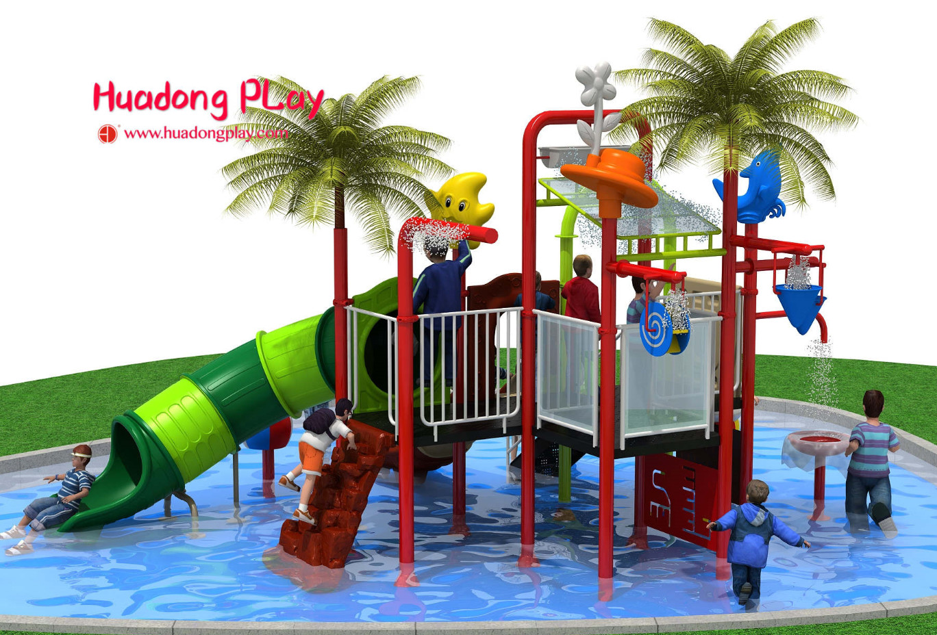 Classical Water Park Playground Equipment Food Grade Plastic Vivid Color EU Standard