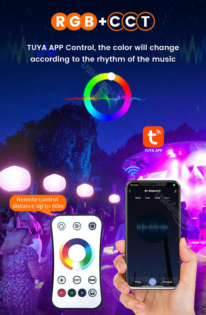 200W Mobile Lighting Tower Colorful Lighted Balloons For Party Event