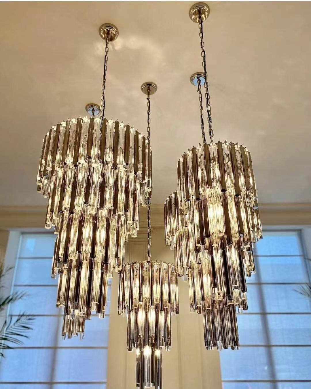 Warm 3000K Chandelier In Copper With Clear Glass For Hotel Interior Furniture
