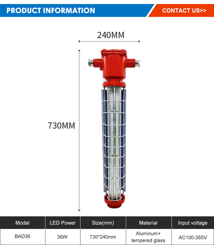 24W 36W Explosion Proof Strip Light Wall Mounted For Mining