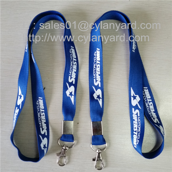 Polyester lanyard with metal sheet crimped