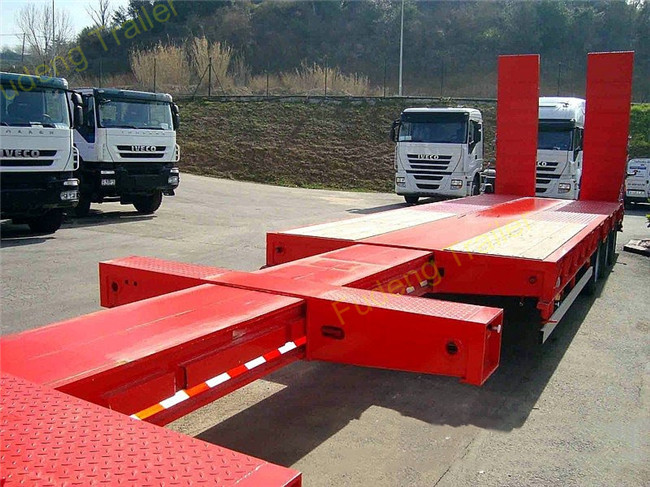 3 Axles Warranty Extendable Lowboy Trailer High Strength Steel Material