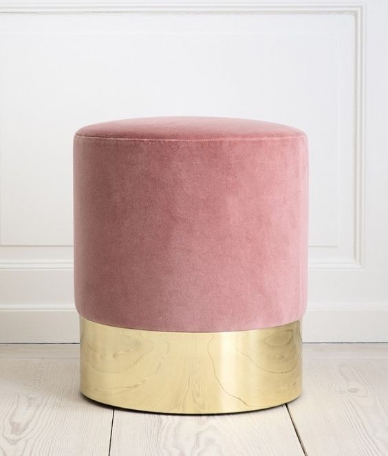 Whoesale wooden round ottoman foot rest ottoman stainless steel base ottoman furniture velvet ottoman stool