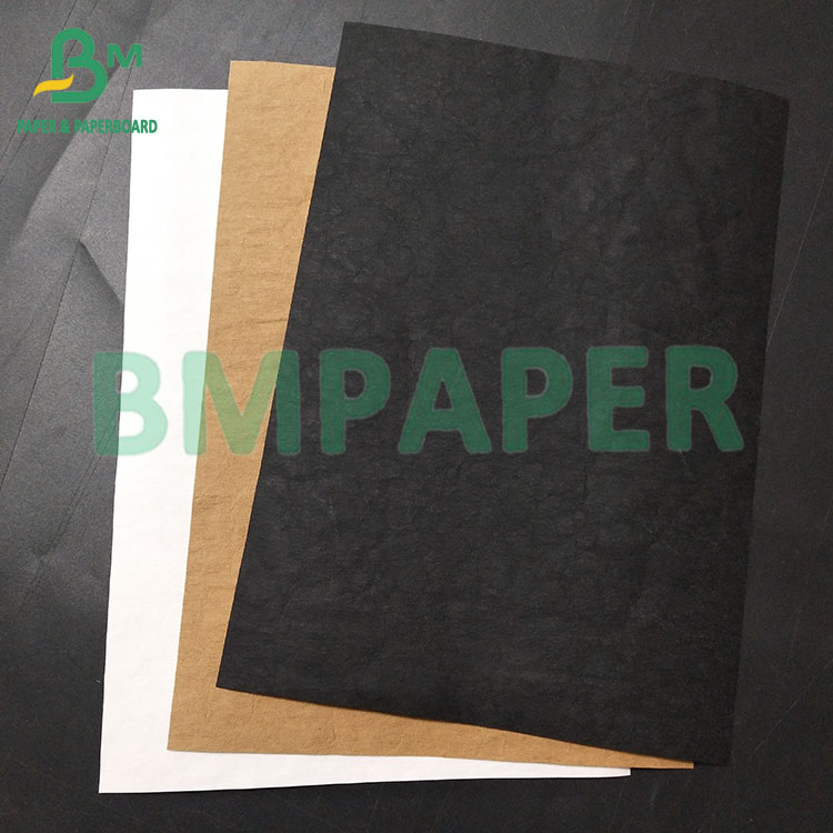 0.35mm, 0.55mm White Black Washed Kraft Fabric Paper For Making Bag 