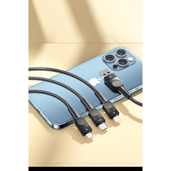 Swift Micro Type C Multi Port 3 In 1 Usb Fast Charging Cable Nylon Braided