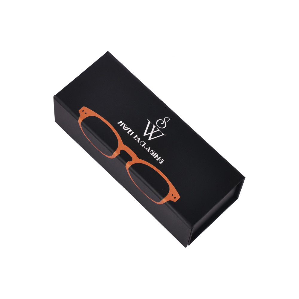 Black Magnetic Folding Eyewear Packaging Box Rectangle Paperboard