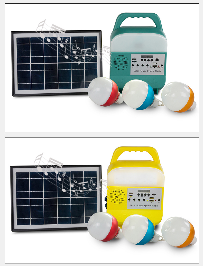 Small Solar Lighting System Outdoor Emergency with Radio Bluetooth Speaker Mobile Power Lamp