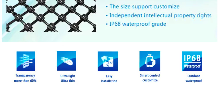 P40 P50 P55 P80 Facade Lighting Led Mesh Screen Rgb Flexible Led Curtain