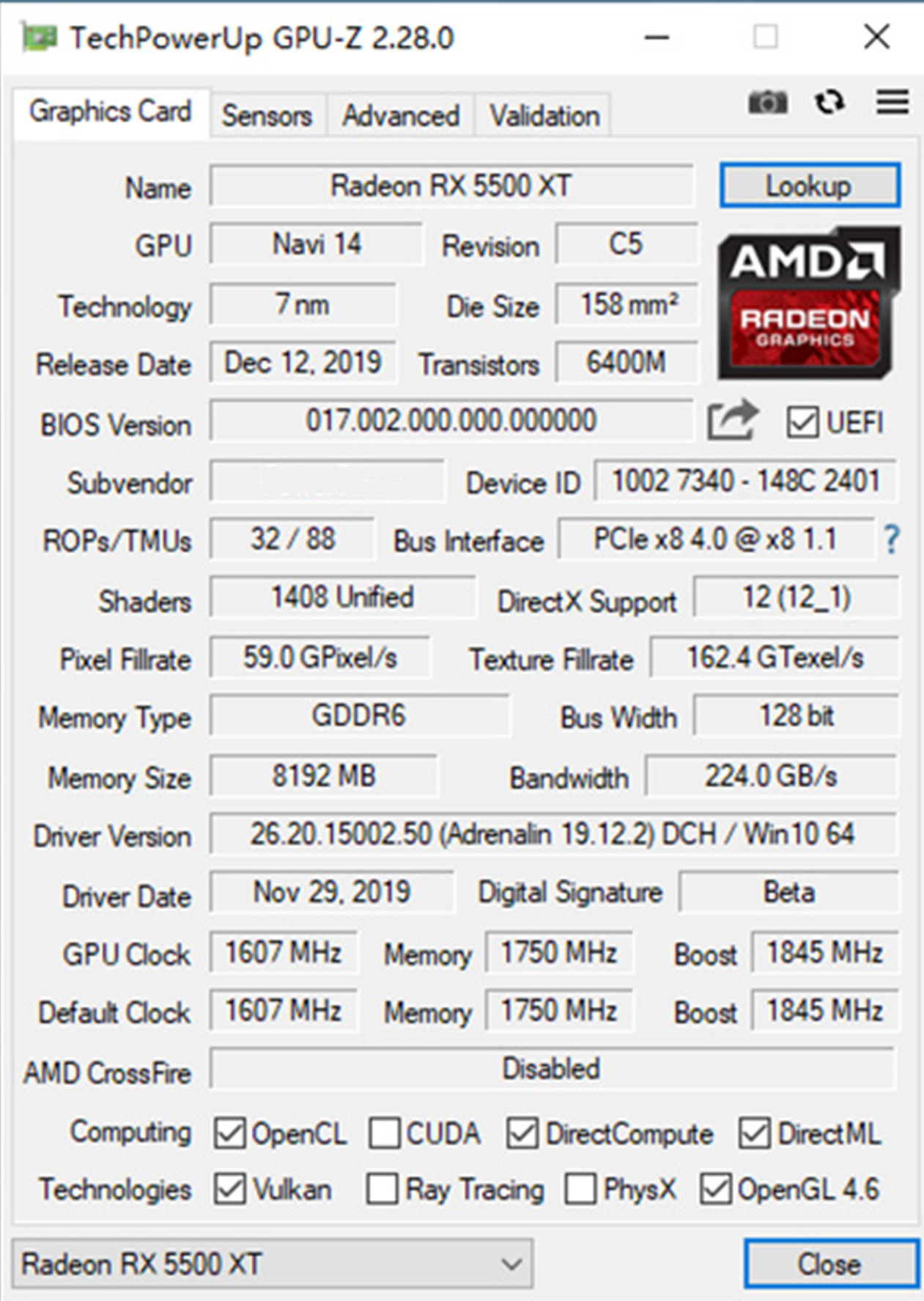 PCWINMAX Radeon RX 5500 XT 8gb GDDR6 Graphics Card 128 Bit Original Chipset DP HD Output 1845MHz Desktop GPU