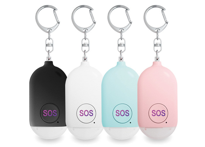 SOS Emergency Personal Alarm Keychain colorful USB Rechargeable dural led light