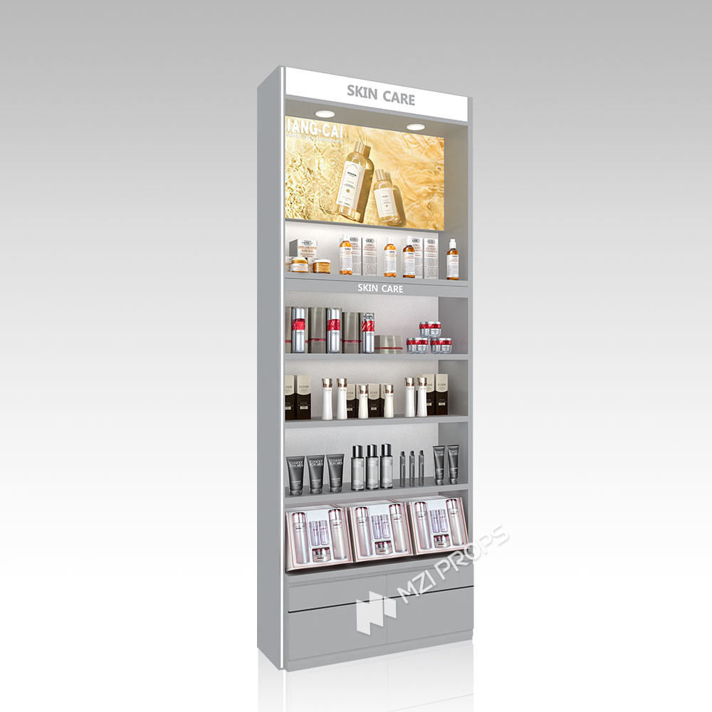 YHeS-P8 Adjustable Shelves Skincare Display Rack for Department Store Counters
