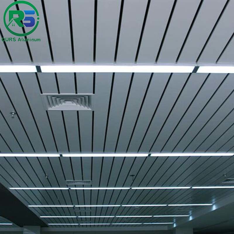 Structured Linear Aluminum Strip False Ceiling Panels Decorative Commercial