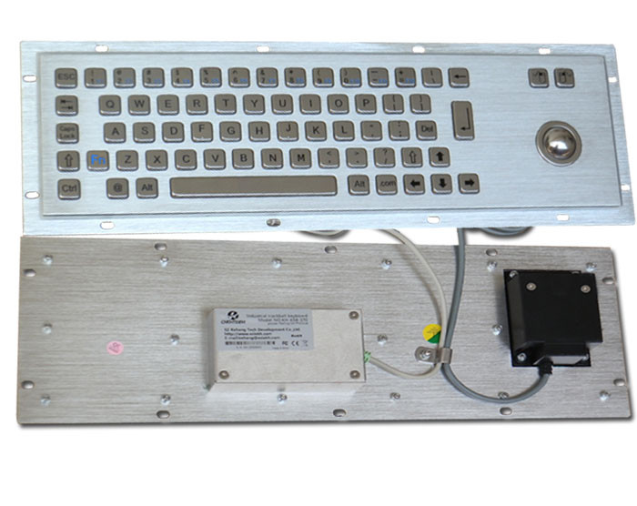 Metal Rugged Industrial Keyboard with Trackball , 65 Keys Vandal proof