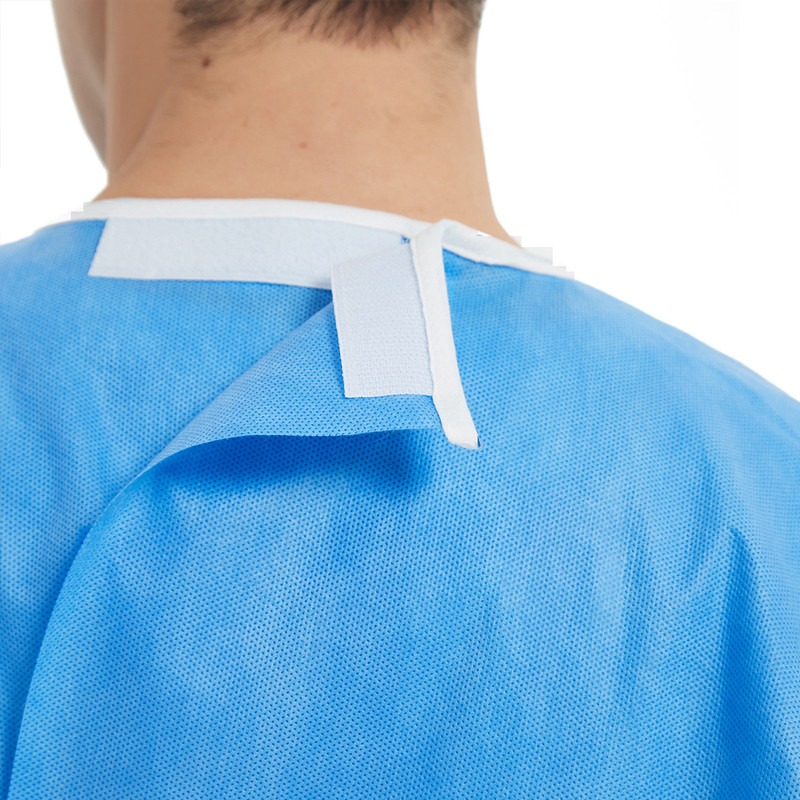 Elastic v neck Nonwoven SMS Disposable Surgical Gown against bacteria