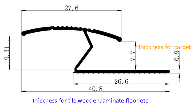 Gloss Gold Z Bar Flooring Profile Carpet Transition Strip With Glue