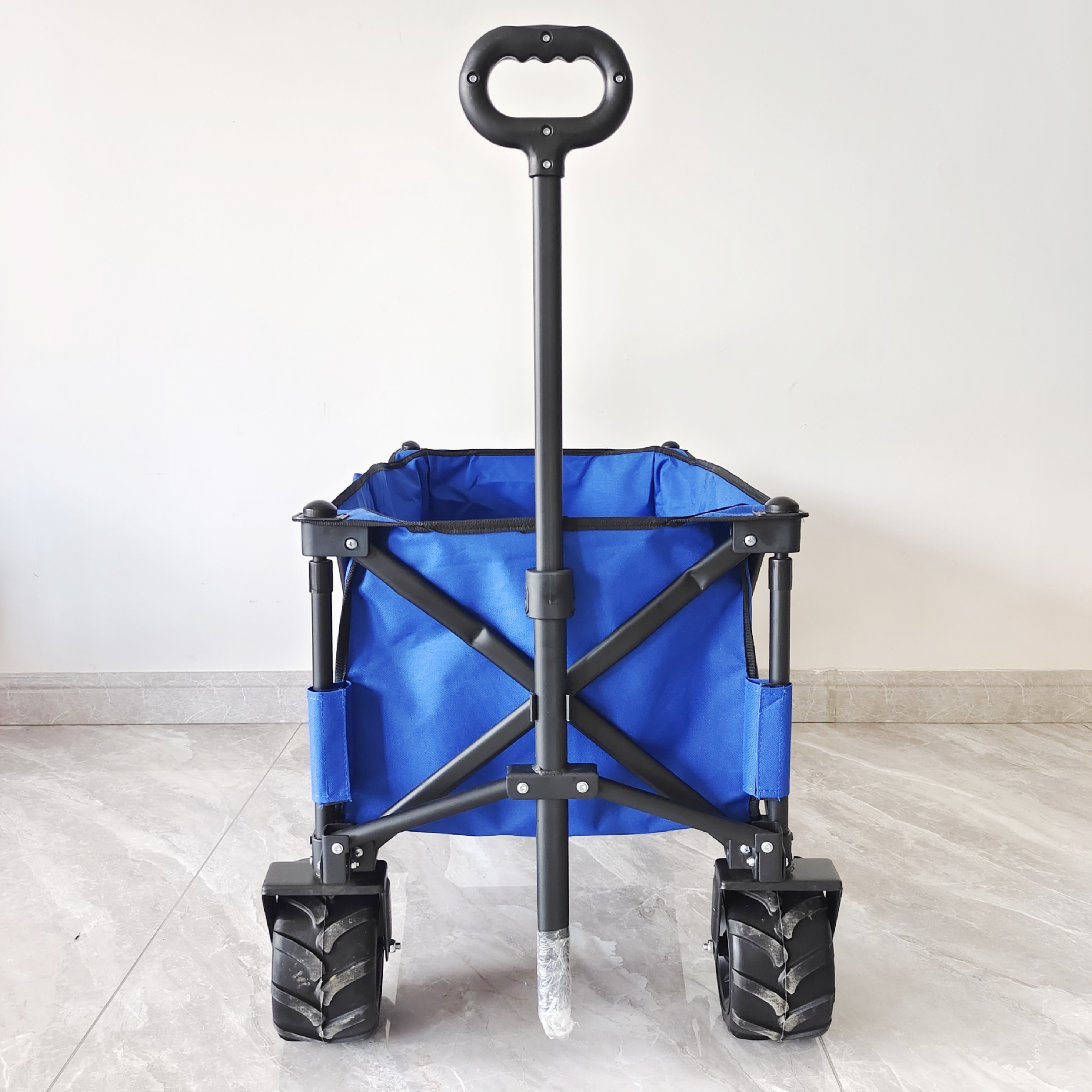 Camping Large Space Folding Beach Wagon Cart with Adjustable Handle Wide Wheels