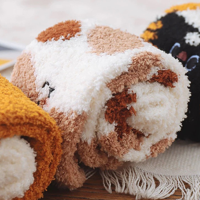 Thick Indoor Fuzzy Winter Warm Home Socks Cute Cartoon Animal Fluffy Socks