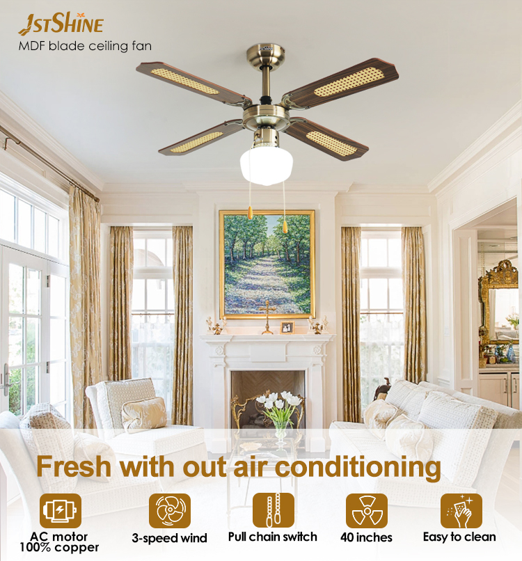 Comfortable Air Cooling Ceiling Fan with 110V Input Voltage and Traditional Style