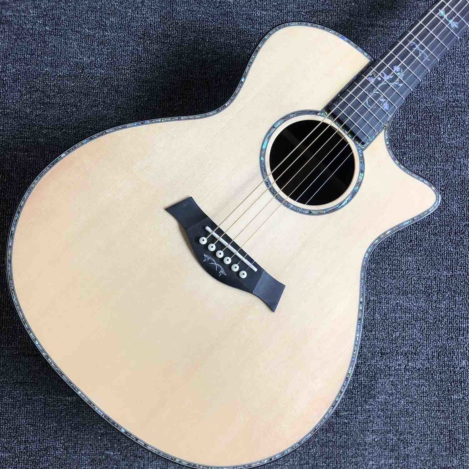 Custom Rosewood Back Side Ebony Fingerboard 41 Inch Solid Spruce Top Acoustic Electric Guitar Customized LOGO is OK